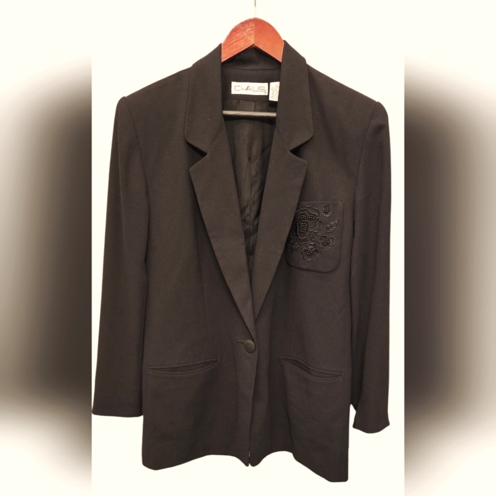 Chaus Vintage 1980's Preppy Blazer With Lace Beading Detail On Pocket